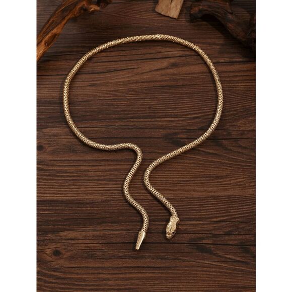 ✨🐍 2PCS Gold Snake Bendable Design Blingy Statement Bracelet & Necklace Set NEW - Picture 16 of 16